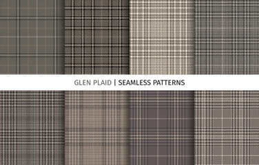 Set of glen check seamless patterns.