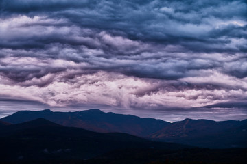 Threatning stormy rain clouds over Mt. Mansfield, Stowe, USA