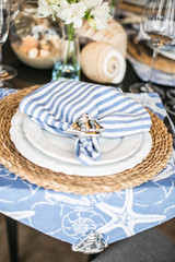 Sea decoration set table close up