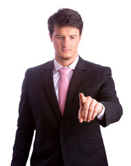 Cutout Of Young Businessman Pointing At You
