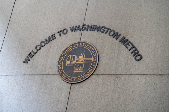 Washington DC - May 9, 2019: Sign welcomes customers to the Washington DC Metro (WMATA) Train station