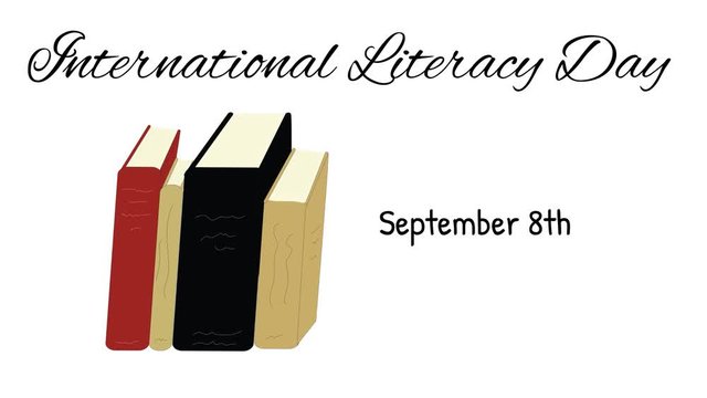 International Literacy Day illustrated with books observed on September 8th.