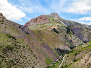 View of beautiful mountains in northern caucasus on sunny day
