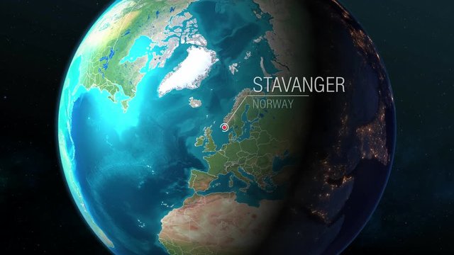 Norway - Stavanger - Zooming from space to earth