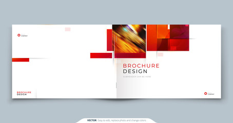 Horizontal Brochure template layout design. Landscape Corporate business annual report, catalog, magazine, flyer mockup. Creative modern bright concept with square shapes