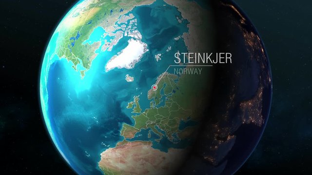 Norway - Steinkjer - Zooming from space to earth