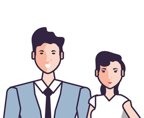 business couple elegant avatar character