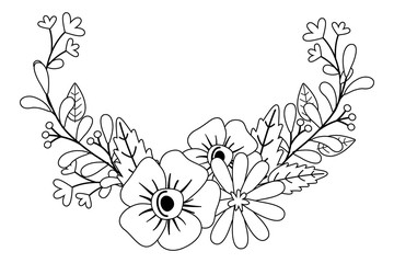 Flowers and leaves wreath design