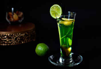 cocktail with lime and ice