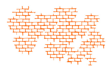 Seam. Brick wall. Vector Texture Pattern Orange. Flat mockup, clean for design decoration isolated on white background, illustration.