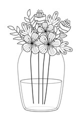 Flowers and leaves inside vase vector design