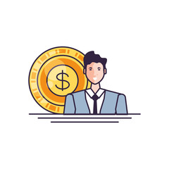 business man elegant with coin money