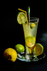 cocktail with lime and ice