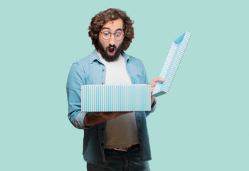 young fool man with a gift box