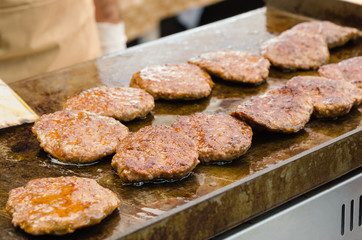 Cooking turkish food kofte or kofta Spicy meatballs kebab or kebap 