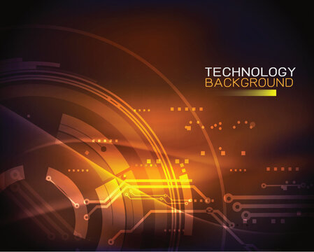 Vector abstract futuristic technology shiny transparent circuit on dark background,
