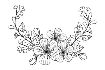 Flowers and leaves wreath design