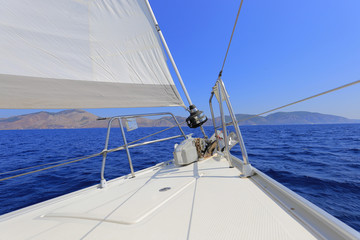Sailing yacht. Bow yacht view