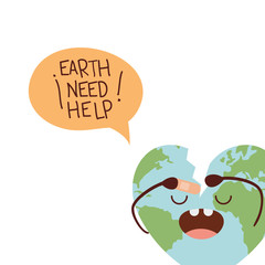 planet earth kawaii isolated icon vector illustration