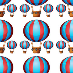 Seamless pattern tile cartoon with hot air ballon