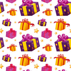 Seamless pattern tile cartoon with gifts