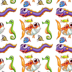 Seamless pattern tile cartoon with fish