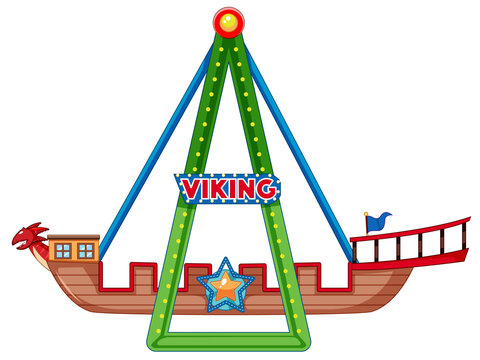 Viking ship ride on white background