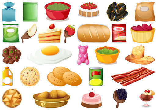 Set of different foods