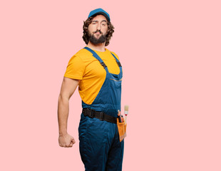 handyman worker facing to a challenge