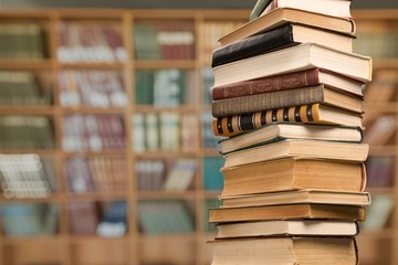 Collection of old books  on background