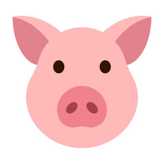 Pig head / face or pork bacon flat vector color icon for animal apps and websites
