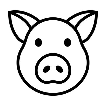 Pig head / face or pork bacon line art vector icon for animal apps and websites