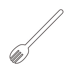 wooden fork cooking icon on white background