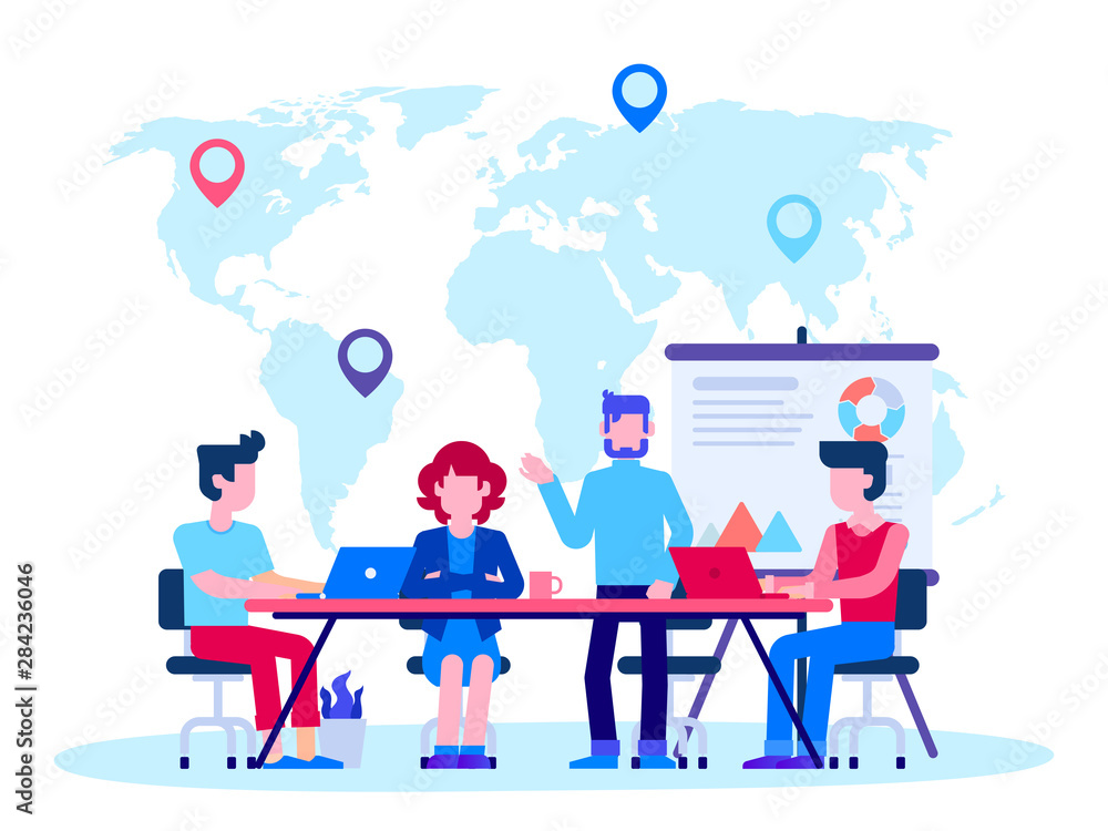 Poster startup business concept. modern flat design concept of web page design for website and mobile websi