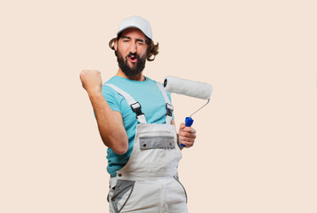profesional painter pointing