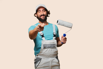 profesional painter pointing