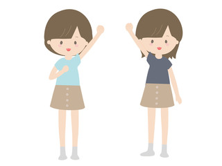 元気に応援する女の子