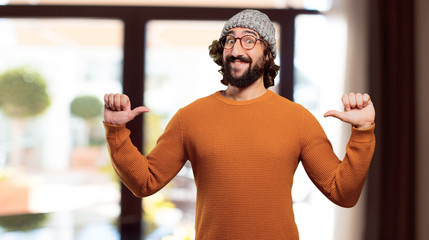 young bearded man okay or alright pose