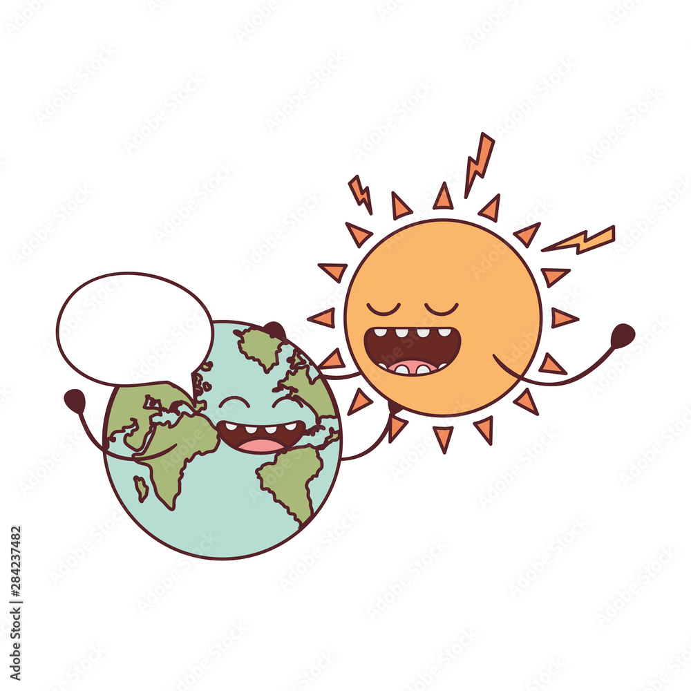 Poster planet earth kawaii isolated icon vector illustration