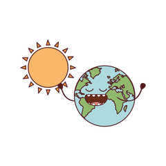 planet earth kawaii isolated icon