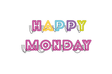 happy monday label in neon light icon