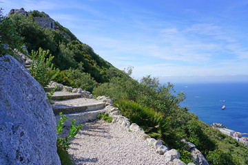 View of the Rock of Gibraltar, a British Overseas Territory on the South coast of Spain where the...