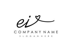 EI Initial handwriting logo vector