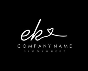 EK Initial handwriting logo vector