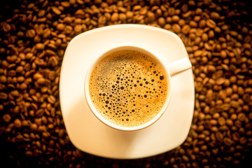  cup of coffee on beans