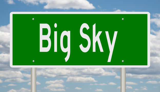 Rendering Of A Green Highway Sign For Big Sky Montana