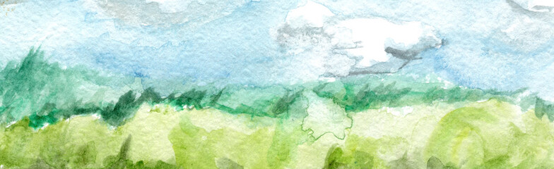 Hand Drawn Abstract Watercolor Landscape