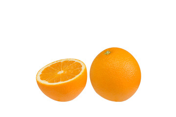 Fresh orange from the garden on a white background