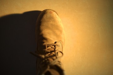 Closeup view of work boot