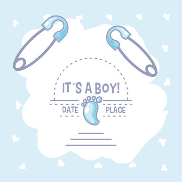 it is a boy baby shower card with footprint